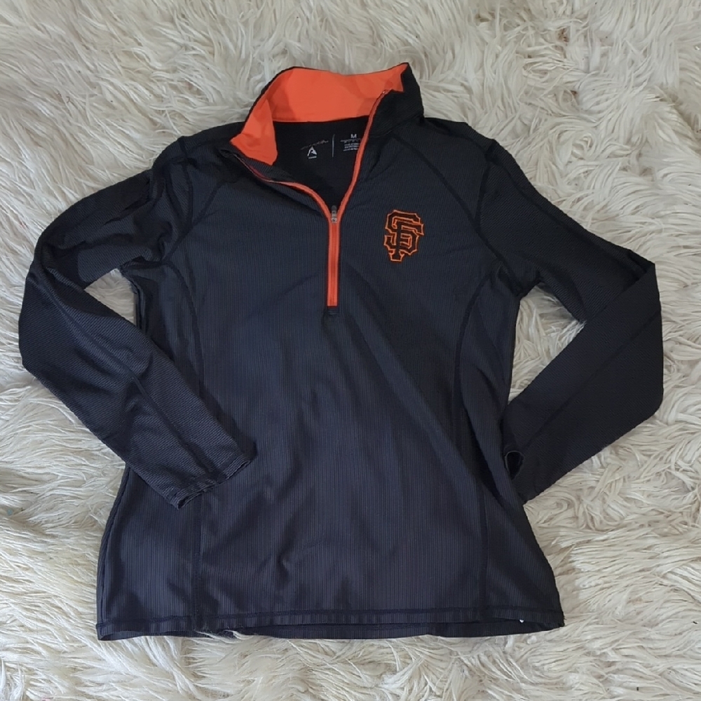 San Francisco Giants Black and Orange Quarter-Zip Pullover
